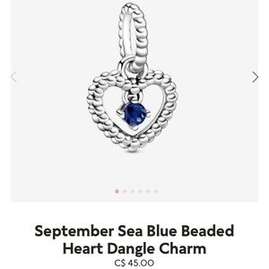 Pandora silver heart necklace with sea blue gem